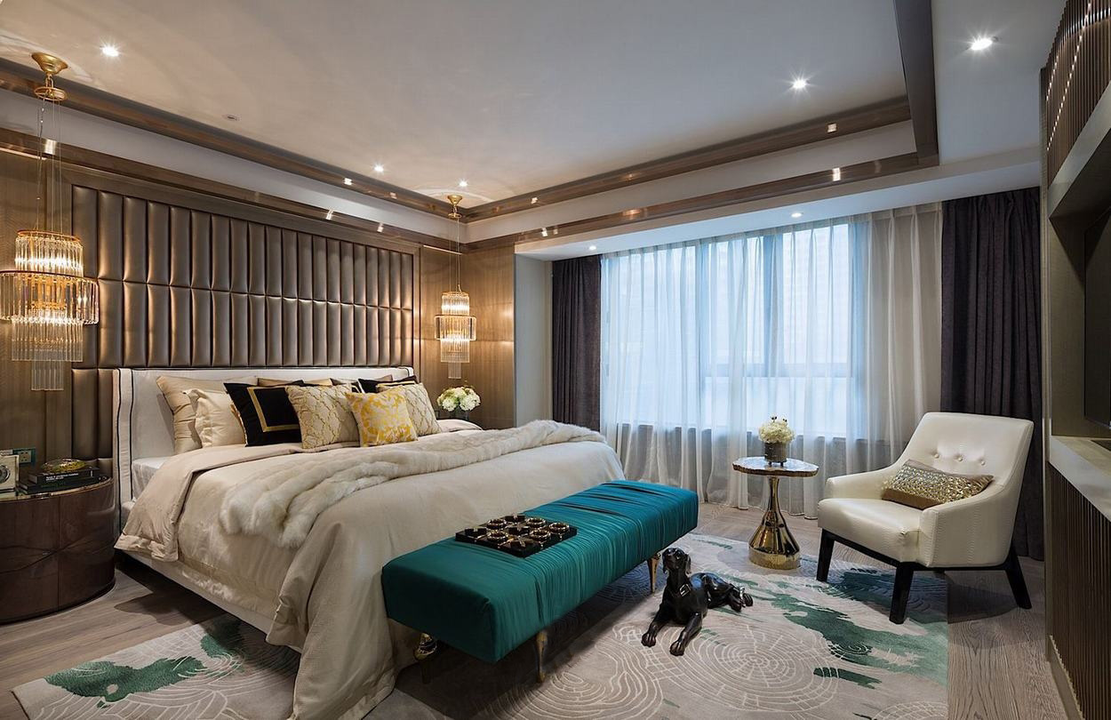 简约 北辰红橡墅 别墅 新古典 卧室图片来自一道伍禾装饰设计师杨洋在东方元素至简之美的分享