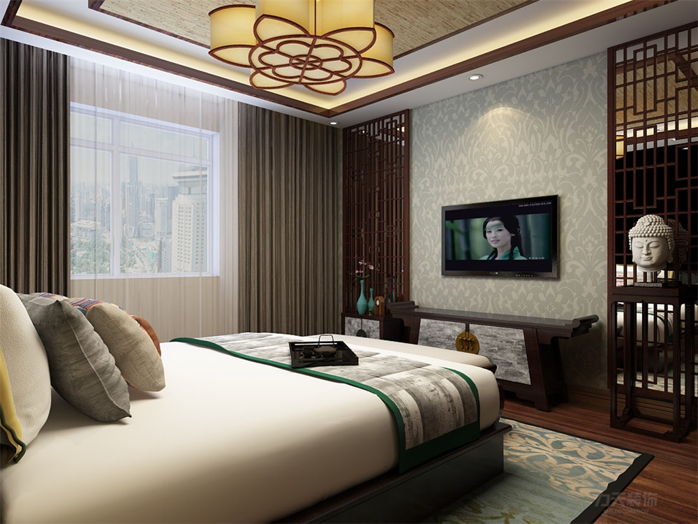 中式 卧室图片来自阳光力天装饰梦想家更爱家在中式 中冶贤德公馆D1户型120㎡的分享