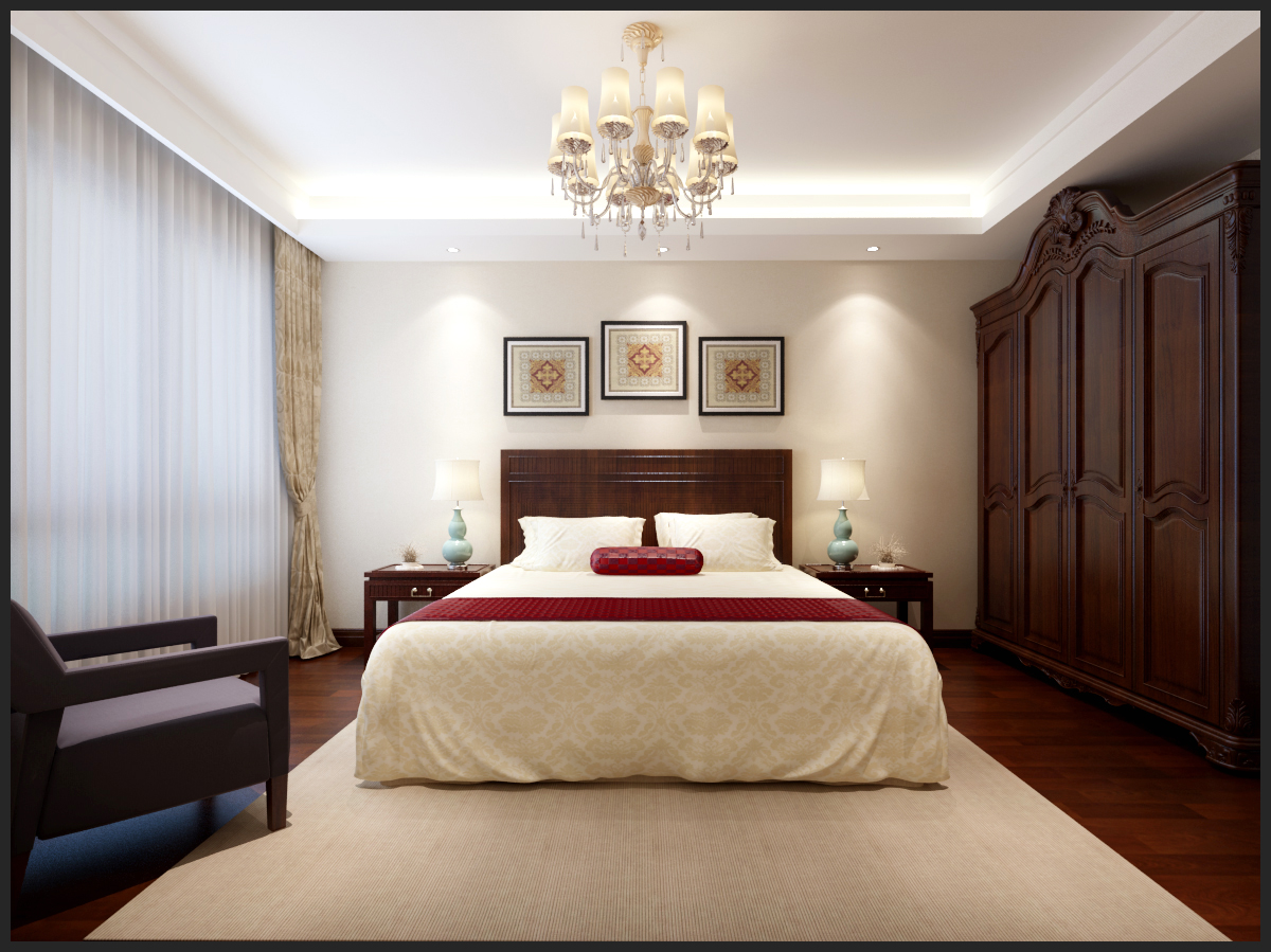 三居 奉天九里 新中式 卧室图片来自百家设计小刘在奉天九里147平新中式全包15万的分享