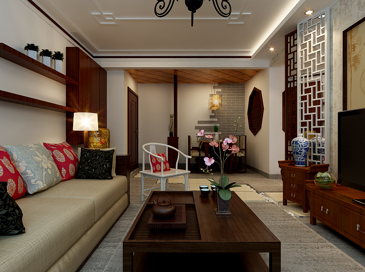 客厅 餐厅 花格 客厅图片来自乐豪斯装饰张洪博在天海98两室户型中式风格的分享
