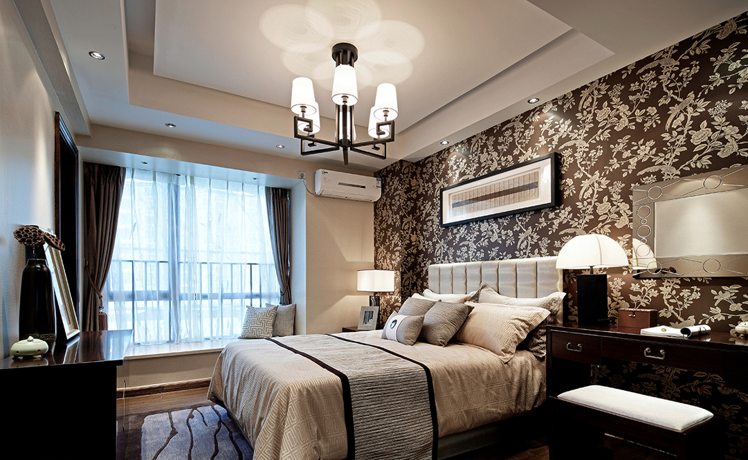 卧室图片来自贵阳大地装饰在148m²中式风格（金阳新世界）的分享