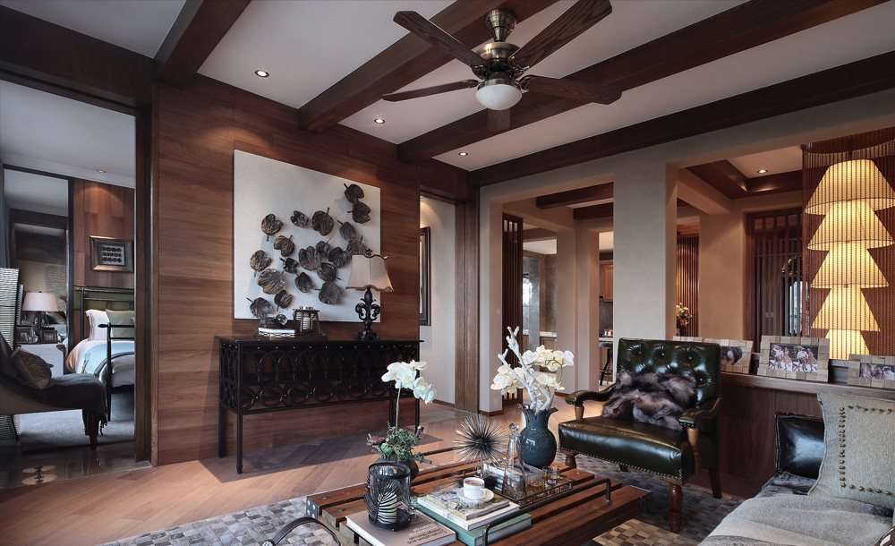 简约东南亚风格别墅中建红杉溪客厅装修效果图片