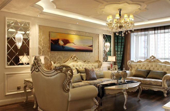 简约 欧式 混搭 四居室 白领 泰悦湾 客厅图片来自成都V2装饰在欧式的华丽温馨 150平新家的分享