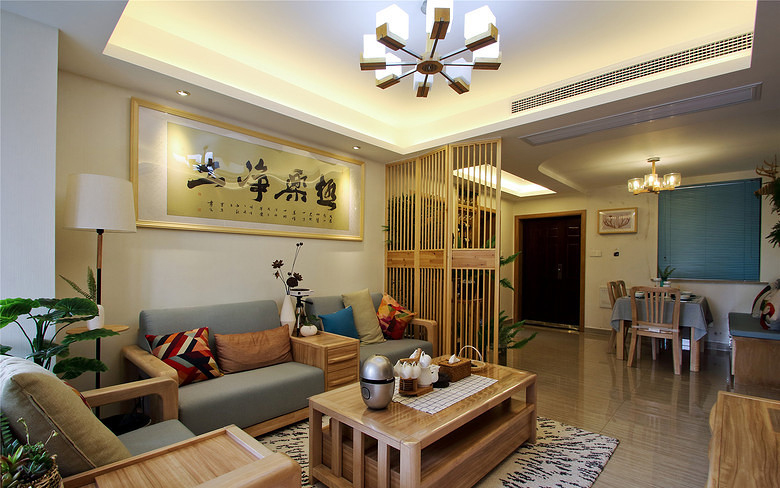 客厅图片来自家装大管家在禅茶一味 108平现代中式雅致3居的分享