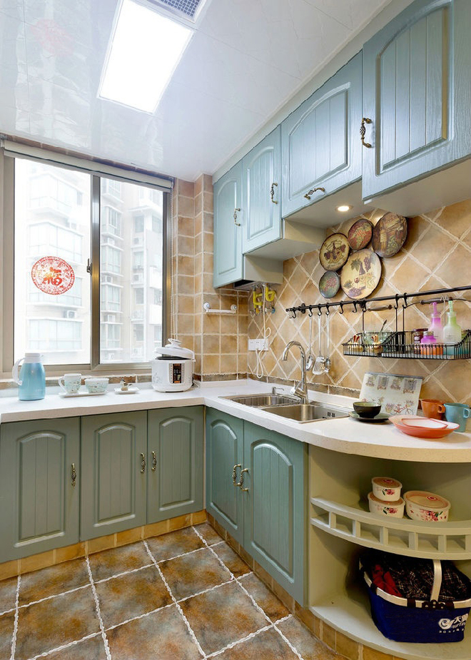 地中海 二居 白领 收纳 猫舍 厨房图片来自武汉苹果装饰在猫舍—不一样的蓝与白的分享