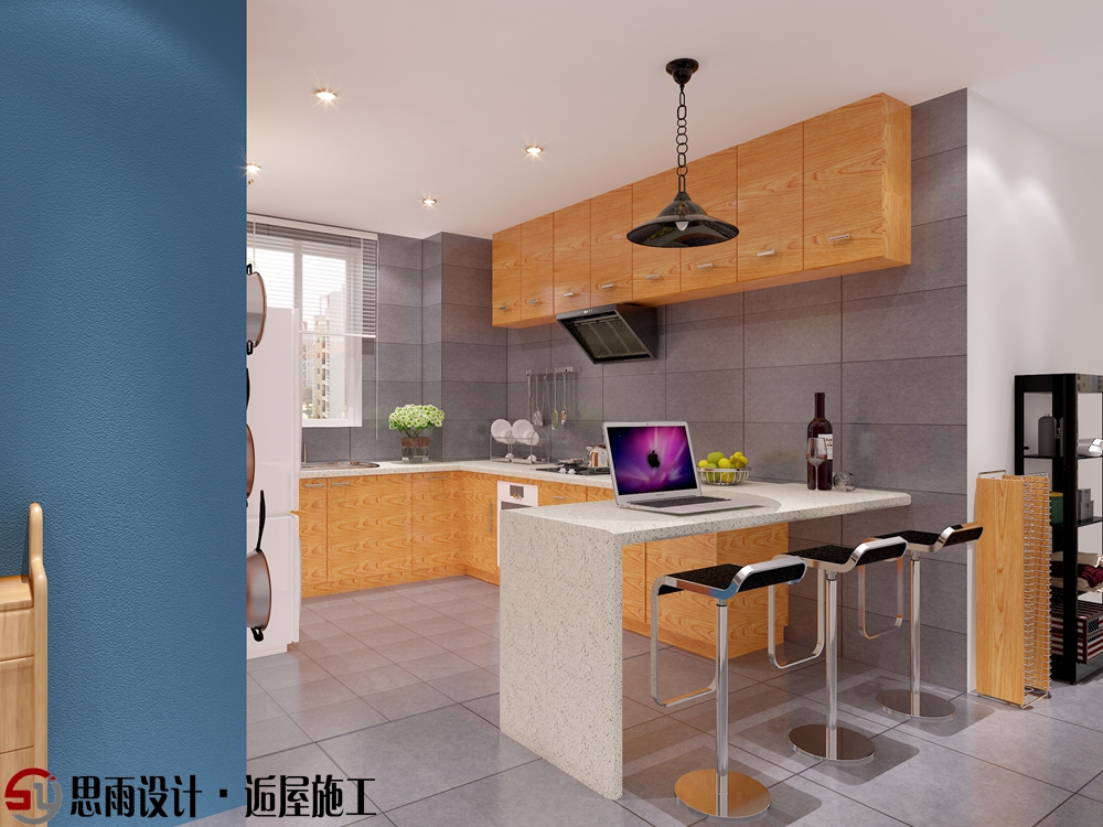 厨房图片来自思雨易居设计在《蓝调摩登》130平后现代风格的分享