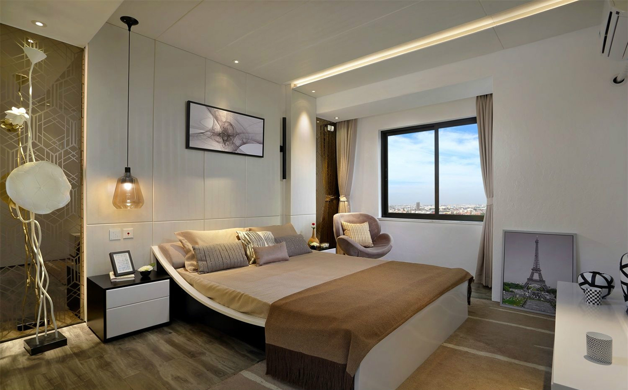 北欧 极简 三居 收纳 卧室图片来自张勇高级室内设计师在万达广场北欧极简精品设计案例的分享