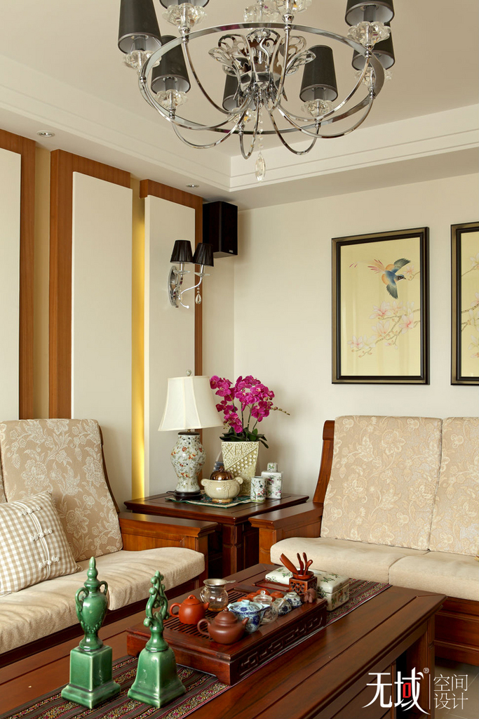 别墅 复式 中式 古典 客厅图片来自无域空间设计刘艺在名佳花园中式风格设计案例的分享