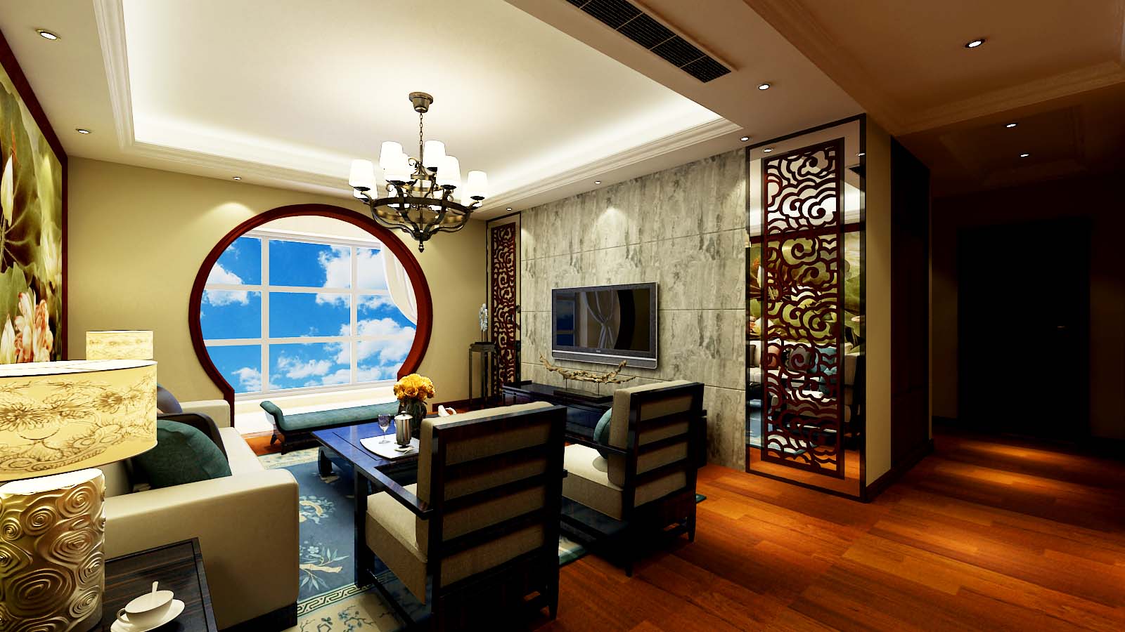 中式风格 中式设计 中式装修 新中式 君子兰 君子蘭 君子兰装饰 客厅图片来自流落四方在如意花园中式设计的分享