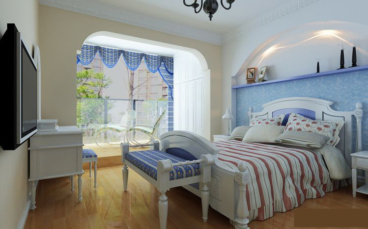 地中海风格 三居室 装修效果图 陕西桐城装 设计方案 卧室图片来自丁丁艾特米在让我们一起去希腊海滩畅玩吧的分享