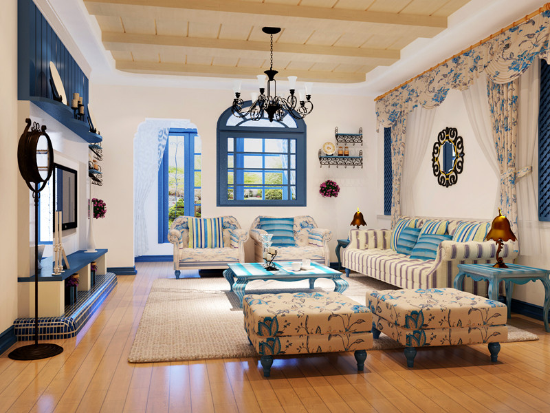 地中海风格 三居室 装修效果图 陕西桐城装 设计方案 客厅图片来自丁丁艾特米在让我们一起去希腊海滩畅玩吧的分享