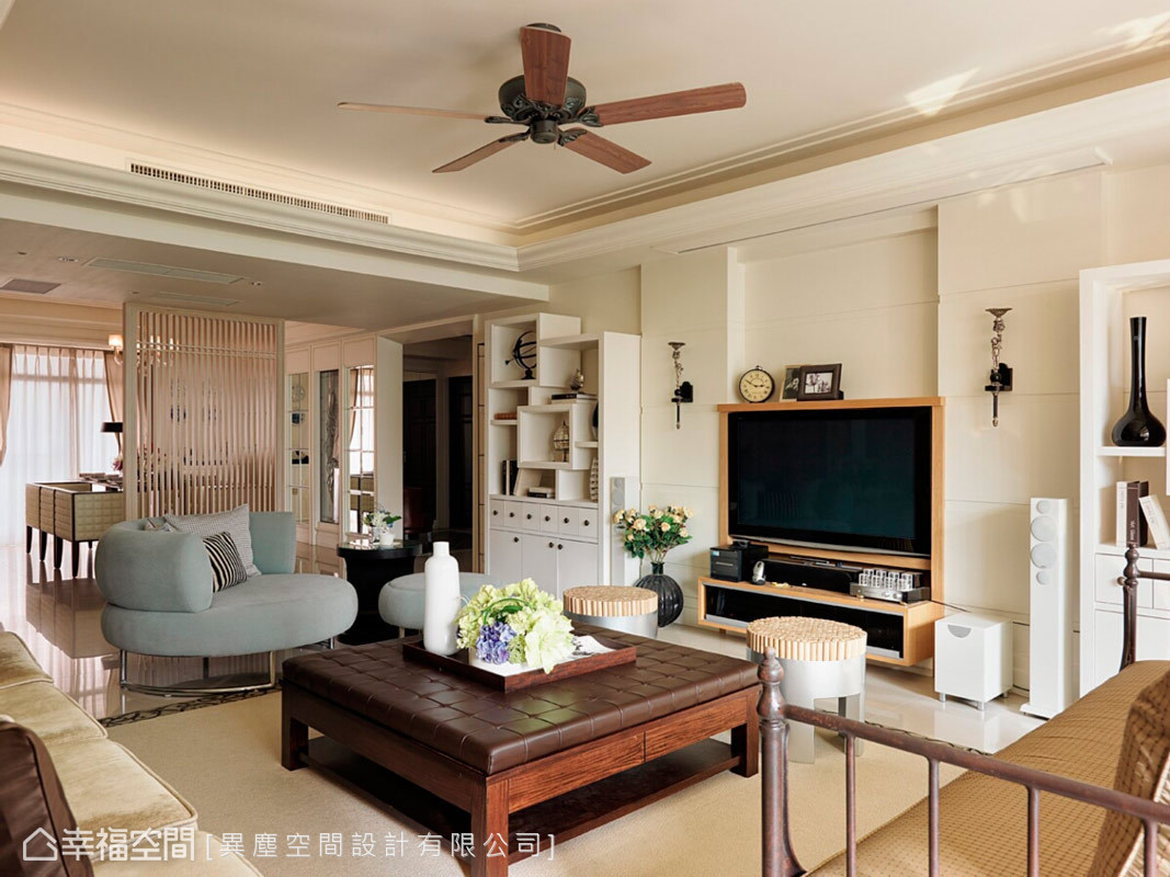 四居 混搭 旧房改造 收纳 客厅图片来自幸福空间在264平美式休闲与日式机能之美的分享
