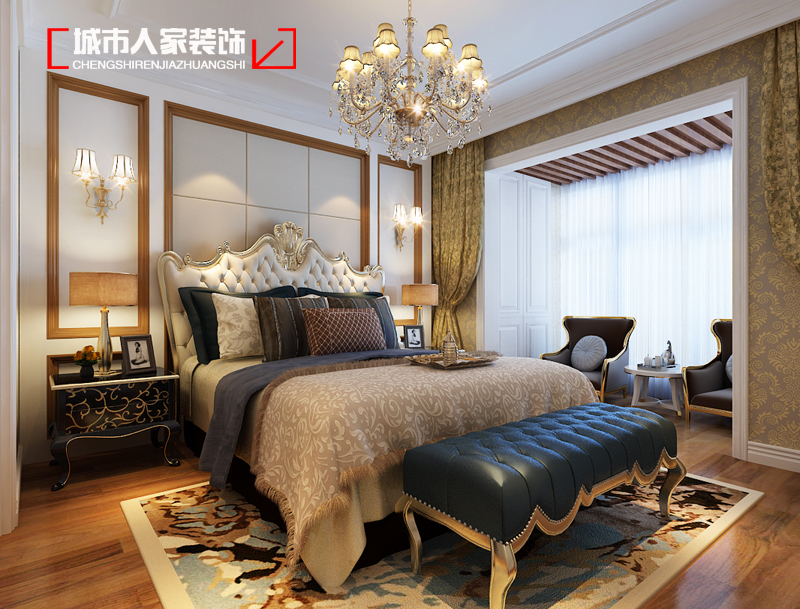 欧式 家装设计 装修公司 卧室图片来自太原城市人家装饰在富丽华庭290平米新古典装修设计的分享
