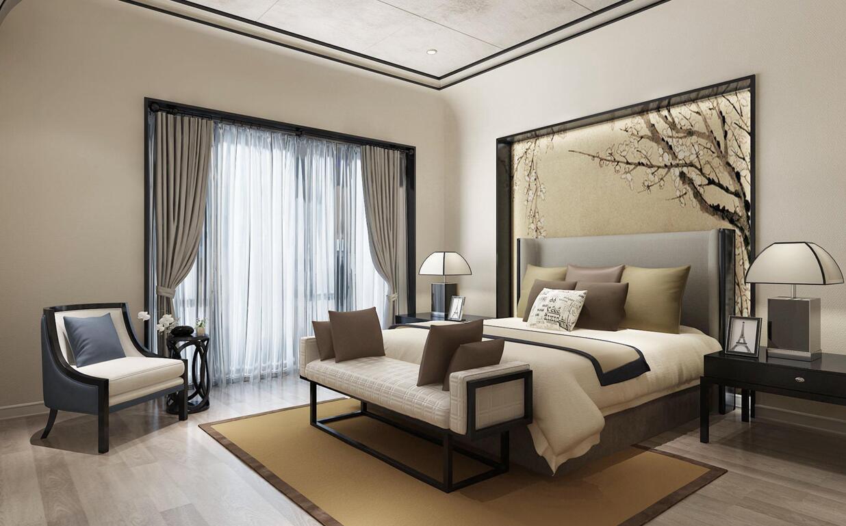 别墅 北京院子 别墅装修 新中式 卧室图片来自别墅装修设计--Hy在一抹写意，几许静谧的分享
