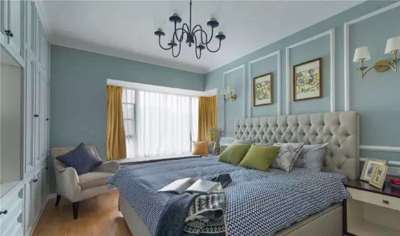 三居 现代 美式 装修 设计 风格 卧室图片来自高度国际装饰宋增会在150㎡现代美式三居，时尚大气的分享