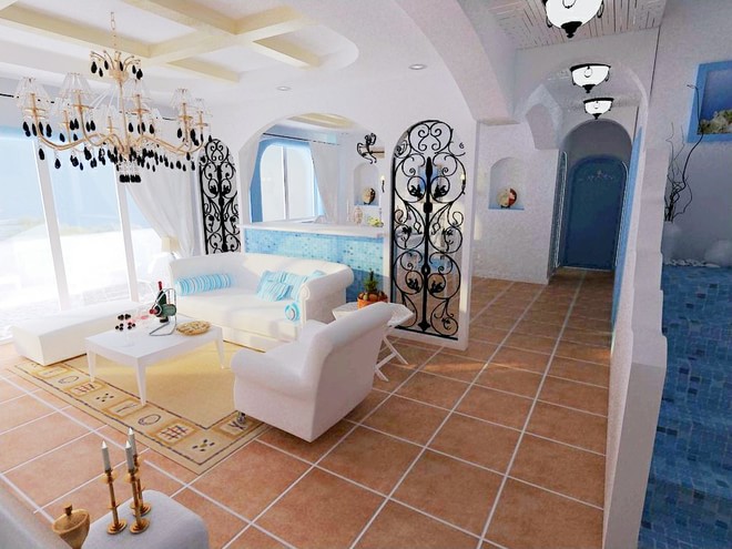 别墅装修 地中海风格 腾龙设计 孔继民作品 实景展示 客厅图片来自腾龙设计在别墅装修地中海风格设计的分享