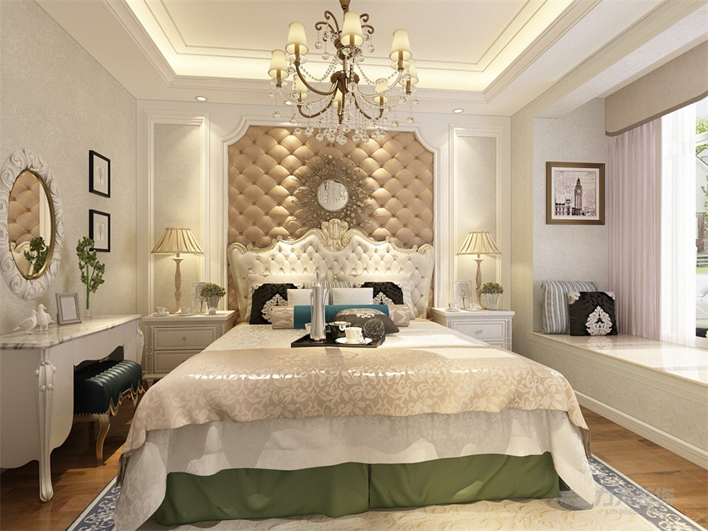 二居 白领 卧室图片来自天津阳光力天建筑装饰在昆仑中心-两居室-简欧风格的分享