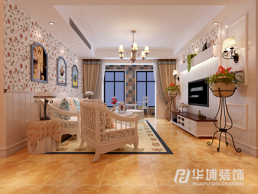 美式 乡村 三居 80后 客厅 客厅图片来自上海华埔装饰-laird在远大理想城128平美式乡村效果图的分享