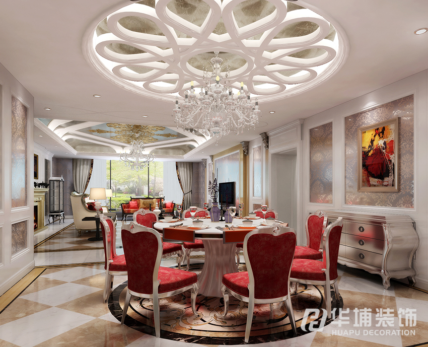 简约 欧式 五居 小资 平层 餐厅 餐厅图片来自上海华埔装饰-laird在中央特区250平简欧效果图的分享
