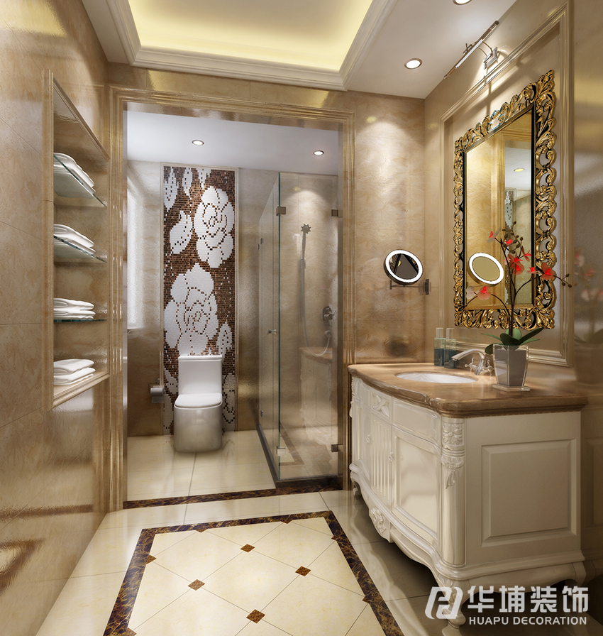 简约 欧式 五居 小资 平层 卫生间 卫生间图片来自上海华埔装饰-laird在中央特区250平简欧效果图的分享