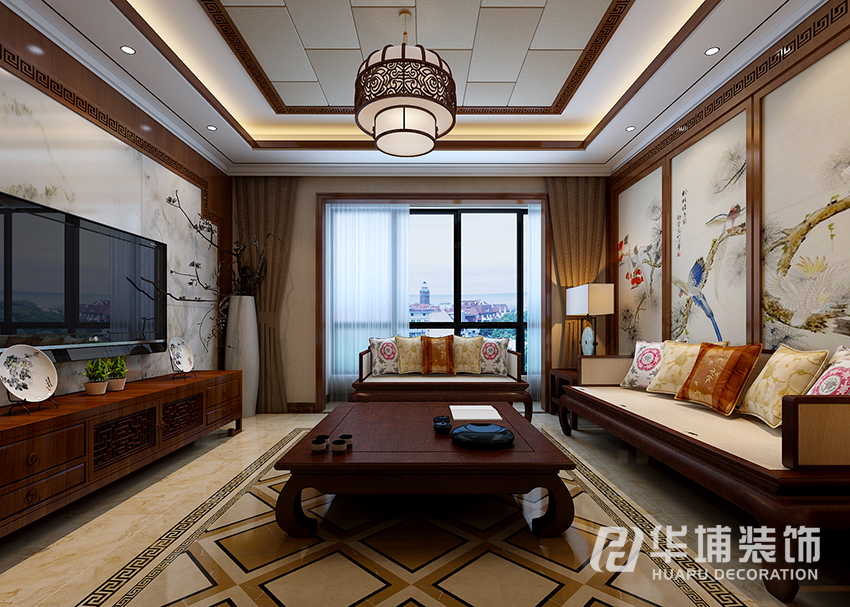 新中式 四居 白领 小资 客厅 客厅图片来自上海华埔装饰-laird在农大家属院140平新中式装修案例的分享