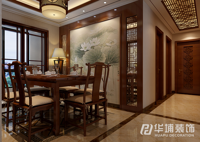 新中式 四居 白领 小资 餐厅 餐厅图片来自上海华埔装饰-laird在农大家属院140平新中式装修案例的分享