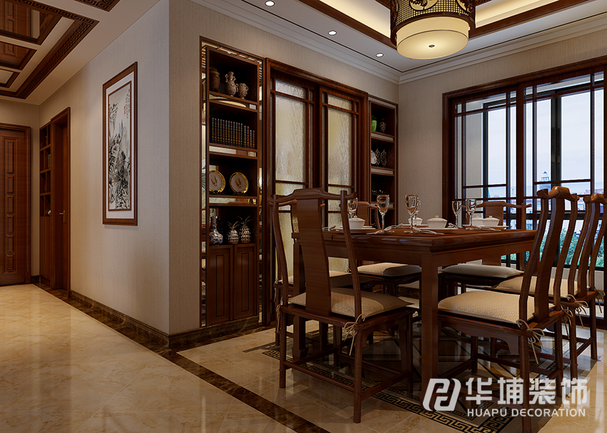 新中式 四居 白领 小资 餐厅 餐厅图片来自上海华埔装饰-laird在农大家属院140平新中式装修案例的分享