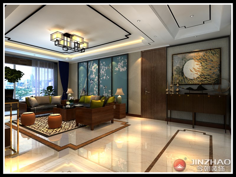 中式 客厅图片来自阿布的小茅屋15034052435在昌盛双喜城190平米--新中式的分享