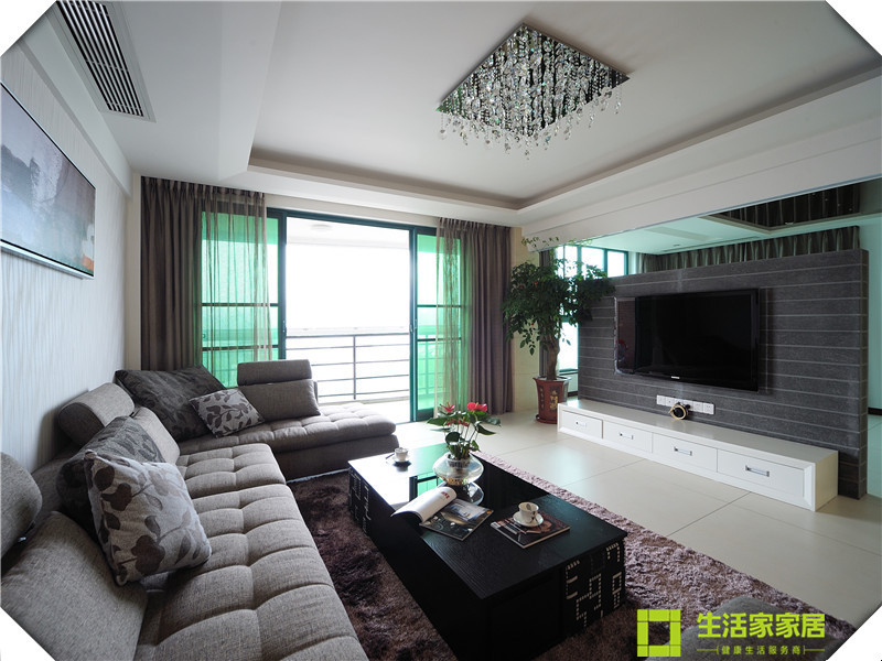 客厅图片来自天津生活家健康整体家装在新梅江锦绣里现代简约范案例效果的分享