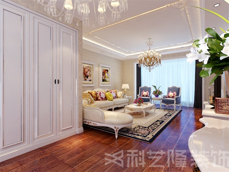 客厅图片来自天津科艺隆装饰在颐贤里-欧式田园风格-130㎡的分享