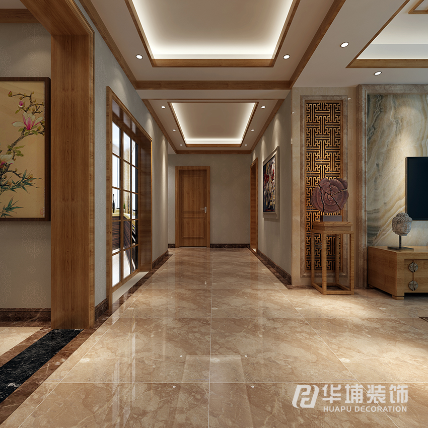 新中式 三居 白领 小资 走廊 其他图片来自上海华埔装饰-laird在壹号城邦129平新中式效果图的分享