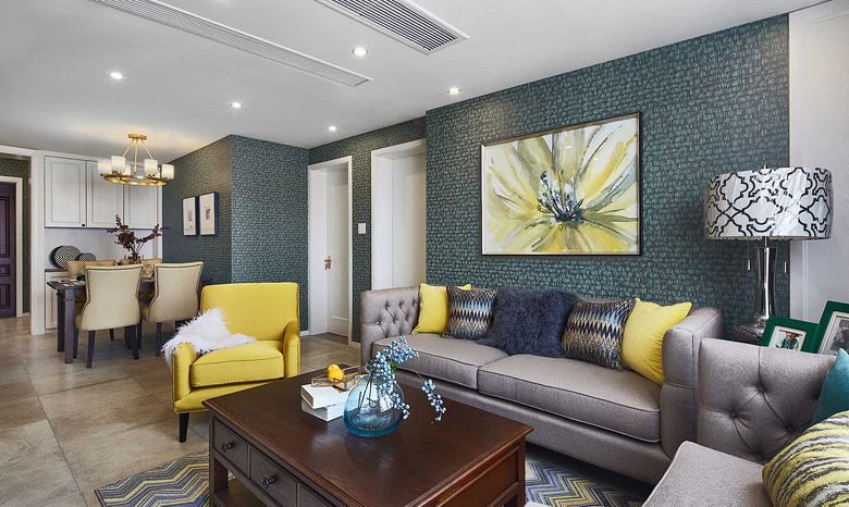 客厅图片来自家装大管家在清新舒适生活 125平美式雅致3居的分享