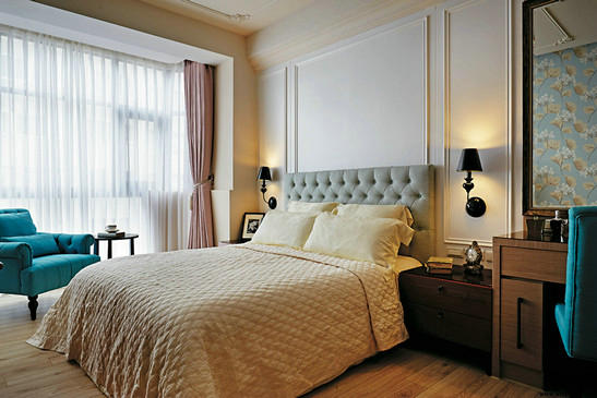 简约 二居 80后 卧室图片来自上海潮心装潢设计有限公司在90后80平米欧式简约婚房样板房的分享