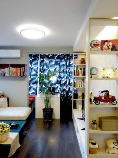 简约 混搭 旧房改造 客厅图片来自上海潮心装潢设计有限公司在55平一室一厅改造个性小户装修的分享