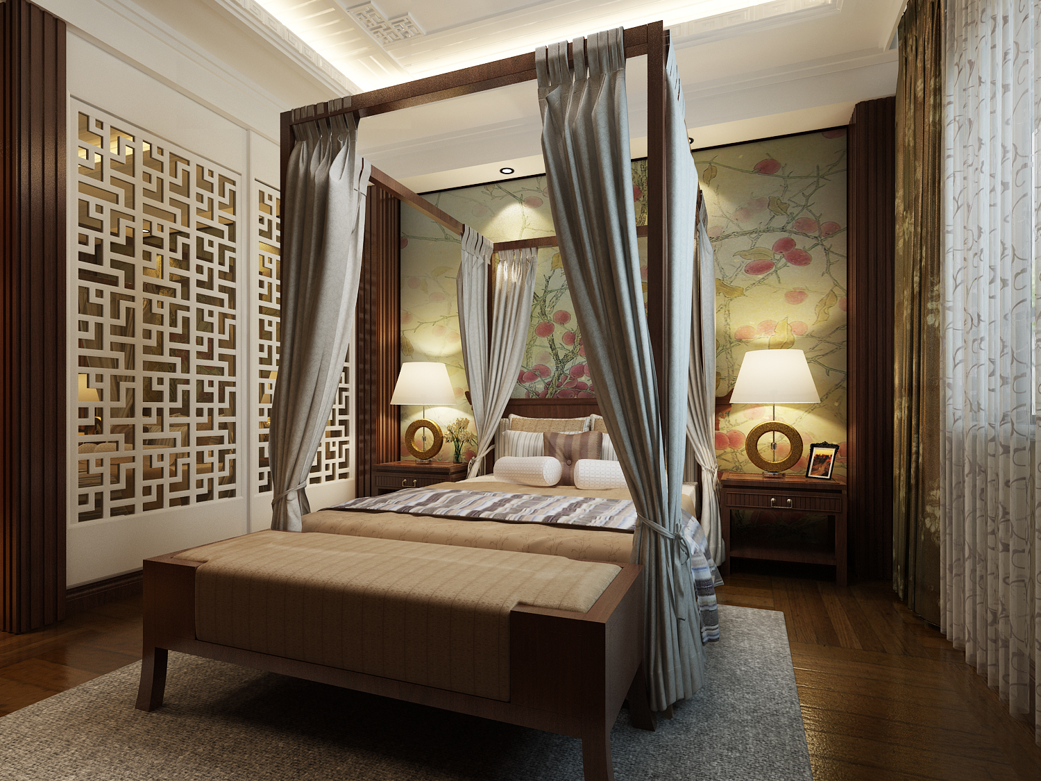 别墅 奉天九里 中式风格 卧室图片来自百家设计小刘在华润奉天九里269平中式风格的分享