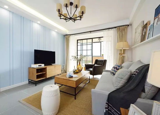 混搭 三居 客厅图片来自上海潮心装潢设计有限公司在100平混搭风三居室的分享