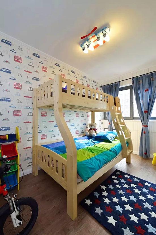 混搭 三居 儿童房图片来自上海潮心装潢设计有限公司在100平混搭风三居室的分享