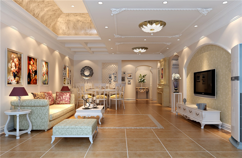 欧式 三居 白领 收纳 80后 小资 客厅图片来自实创装饰完美家装在流星花园三区120平欧式风格案例的分享