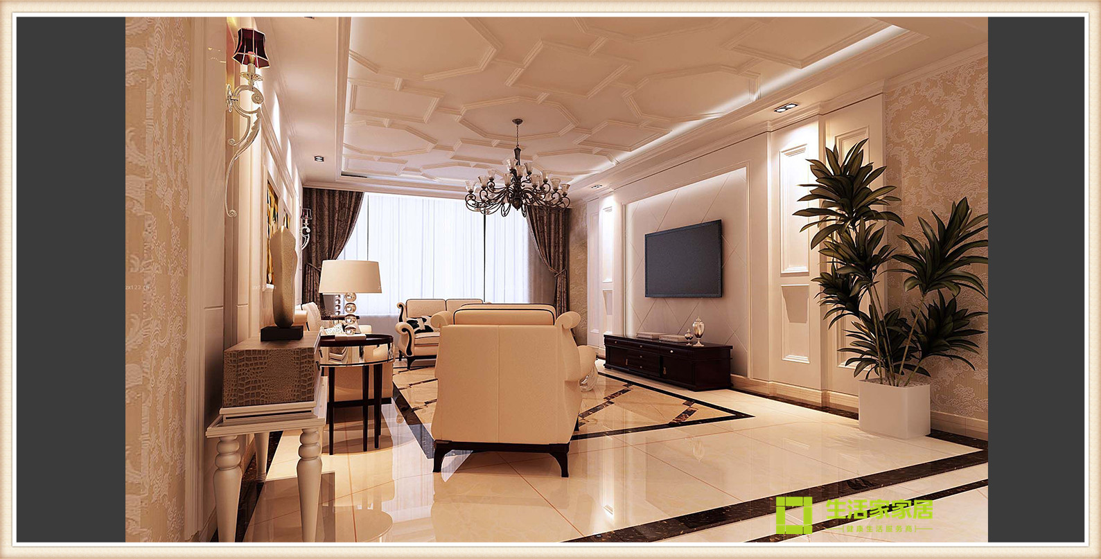 客厅图片来自天津生活家健康整体家装在天房天拖-欧式风格效果案例的分享