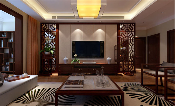 三居 中式 客厅图片来自日升装饰公司在130平曲江兰亭三居中式风的分享