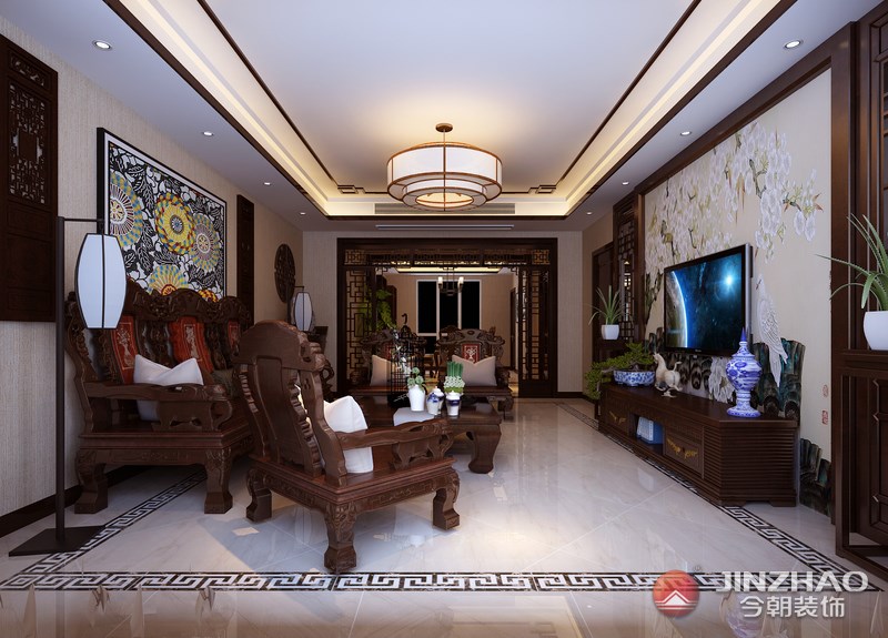 中式 客厅图片来自阿布的小茅屋15034052435在阳光汾河湾167平米-- 中式的分享
