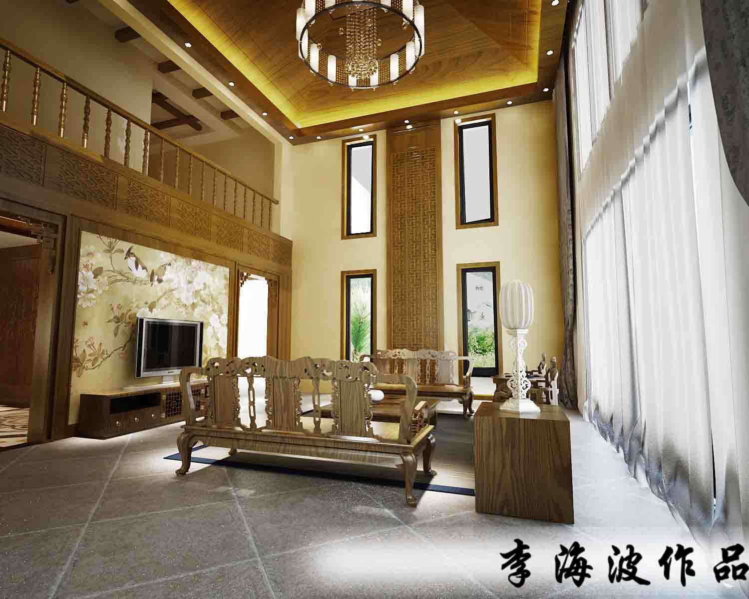 别墅 中式 客厅图片来自北京生活家健康家居馆赵庚新在东郡府230平米独栋别墅中式风格的分享