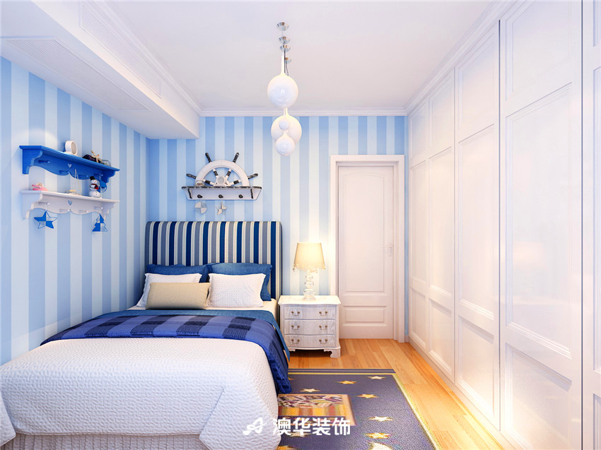 简约 欧式 三居 白领 80后 小资 儿童房图片来自澳华装饰-曹俊在华侨城--静谧蓝，唤醒满满少女心的分享