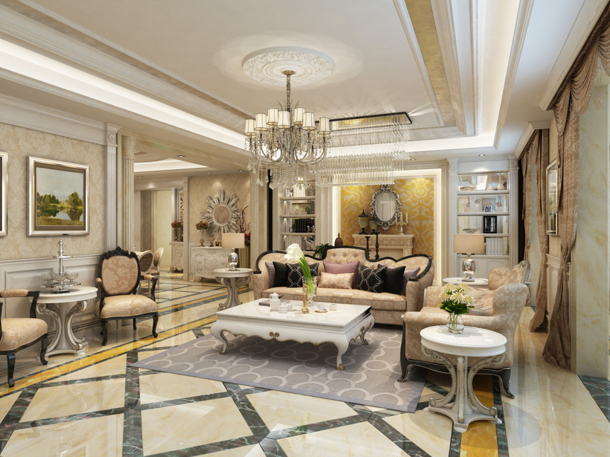 新古典 大平层 日升装饰 客厅图片来自日升嬛嬛在169平新古典风格装修设计的分享