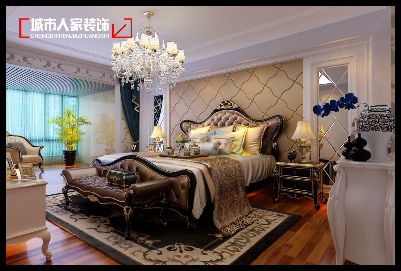 欧式 卧室图片来自太原城市人家装饰在绿景未来城230平米装修设计案例的分享