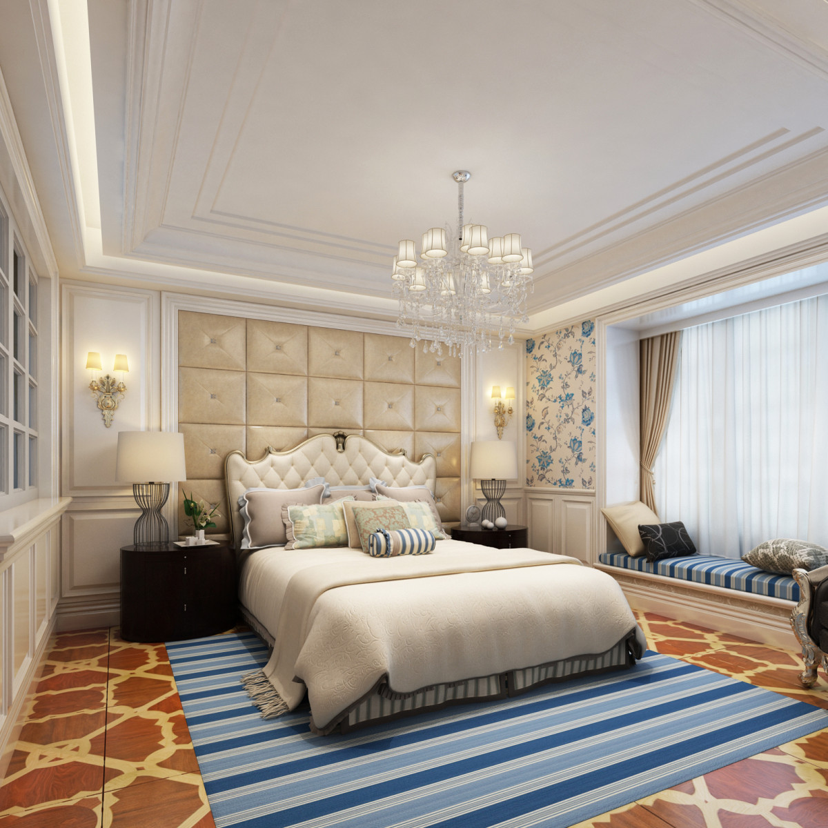 新古典 大平层 日升装饰 卧室图片来自日升嬛嬛在169平新古典风格装修设计的分享