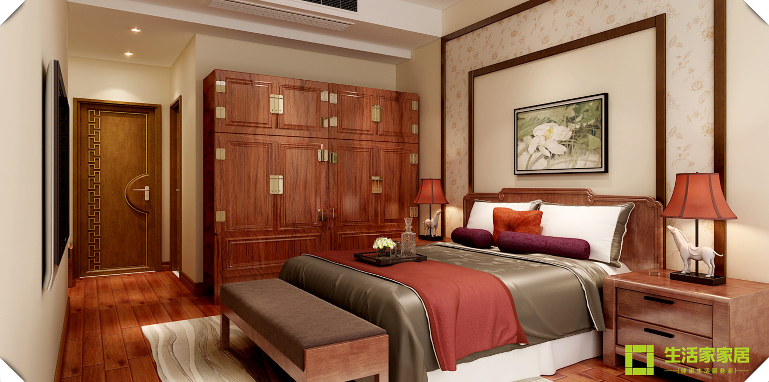 卧室图片来自天津生活家健康整体家装在天房天拖中式装修案例的分享