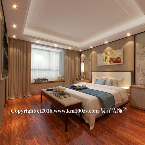 卧室图片来自昆明易百装饰-km100zs在中洲阳光新中式风格-春华的分享
