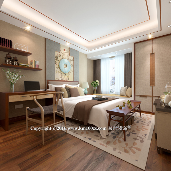 卧室图片来自昆明易百装饰-km100zs在中洲阳光新中式风格-逸阁的分享
