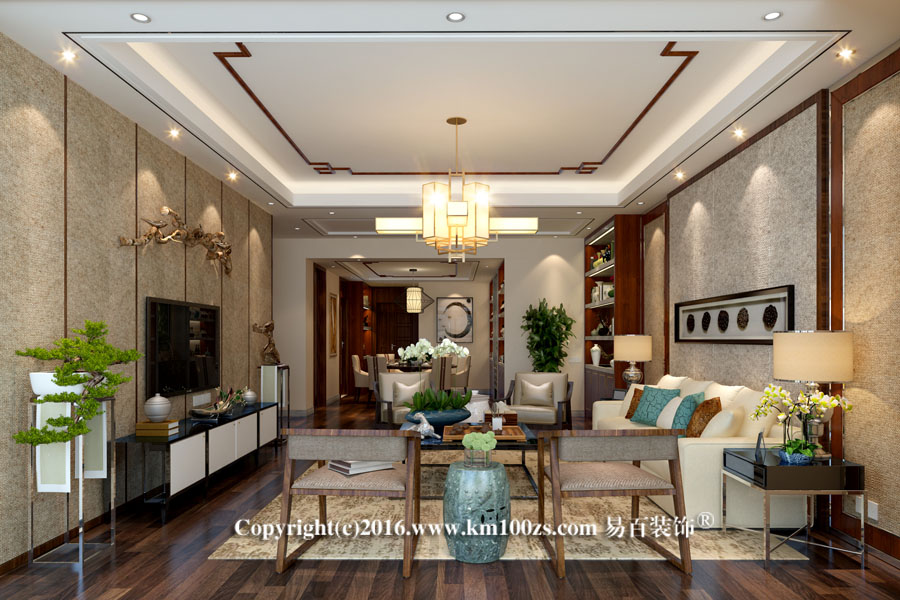 客厅图片来自昆明易百装饰-km100zs在中洲阳光新中式风格-静雅的分享